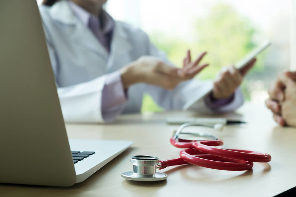 Close up Stethoscope. Doctor working in hospital